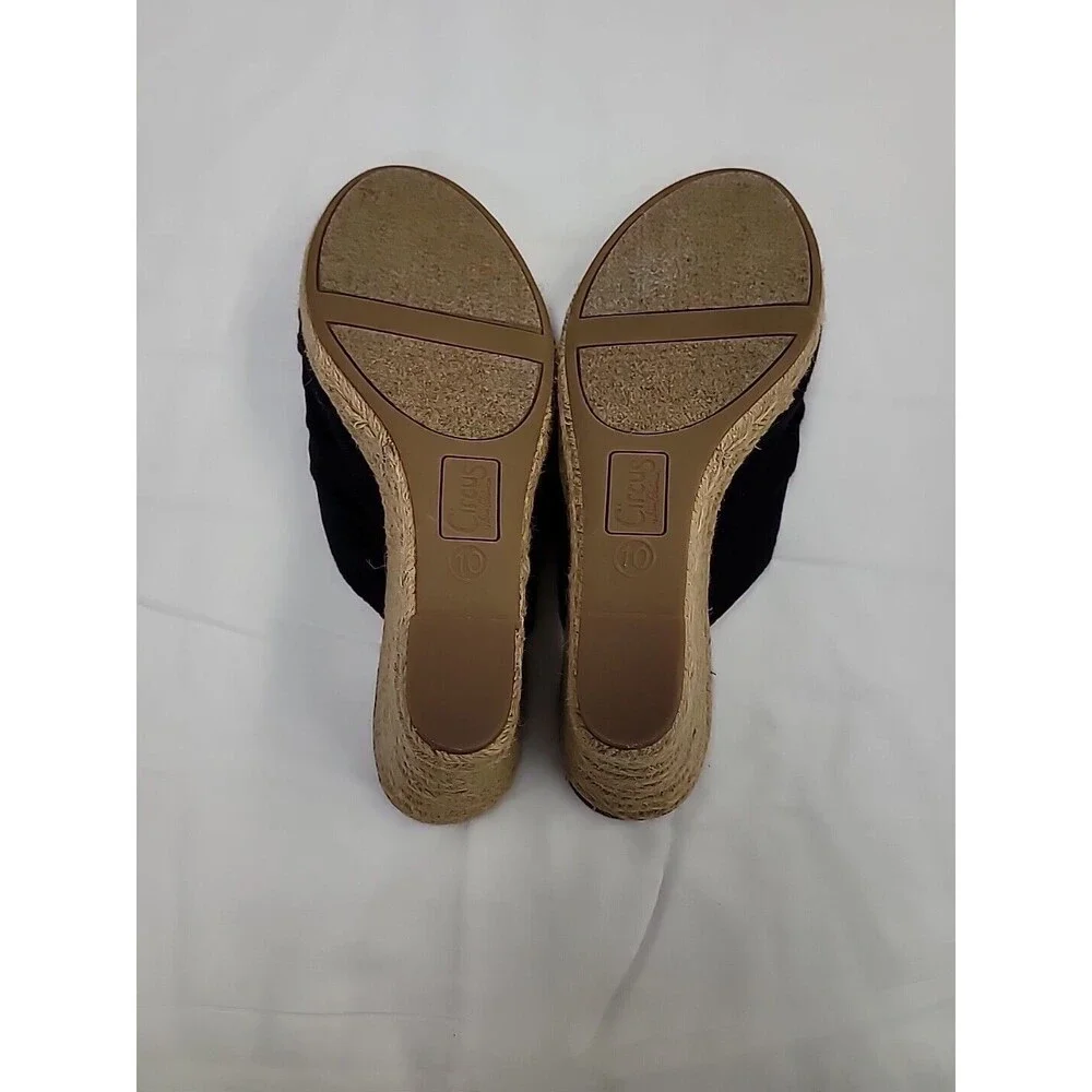 Circus By Sam Edelman Women's 10 Knot Espadrille‎ Wedge Clog Mules Sandals Black